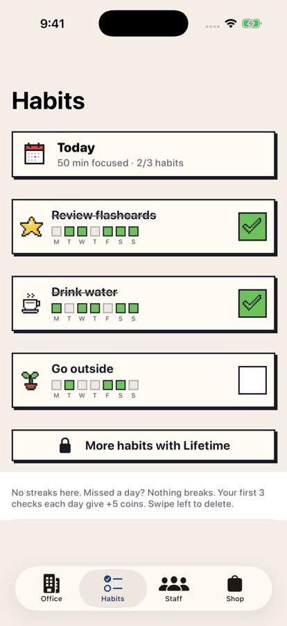 Habits with a gentle 7-day view
